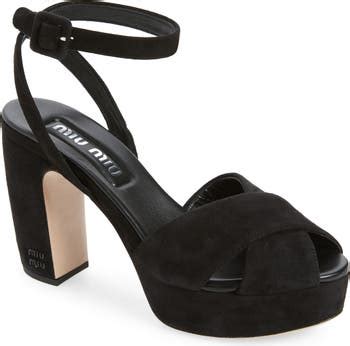 miu miu plateau|Miu Miu Cross Plateau Platform Sandal (Women) .